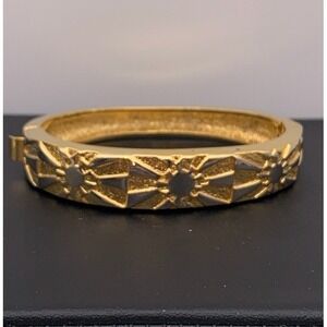 Vintage Celebrity Japanese inspired rising sun rays hinged bangle‎ bracelet